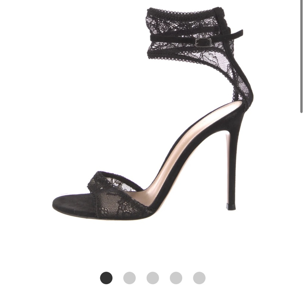 Gianvito Rossi black suede and lace pumps